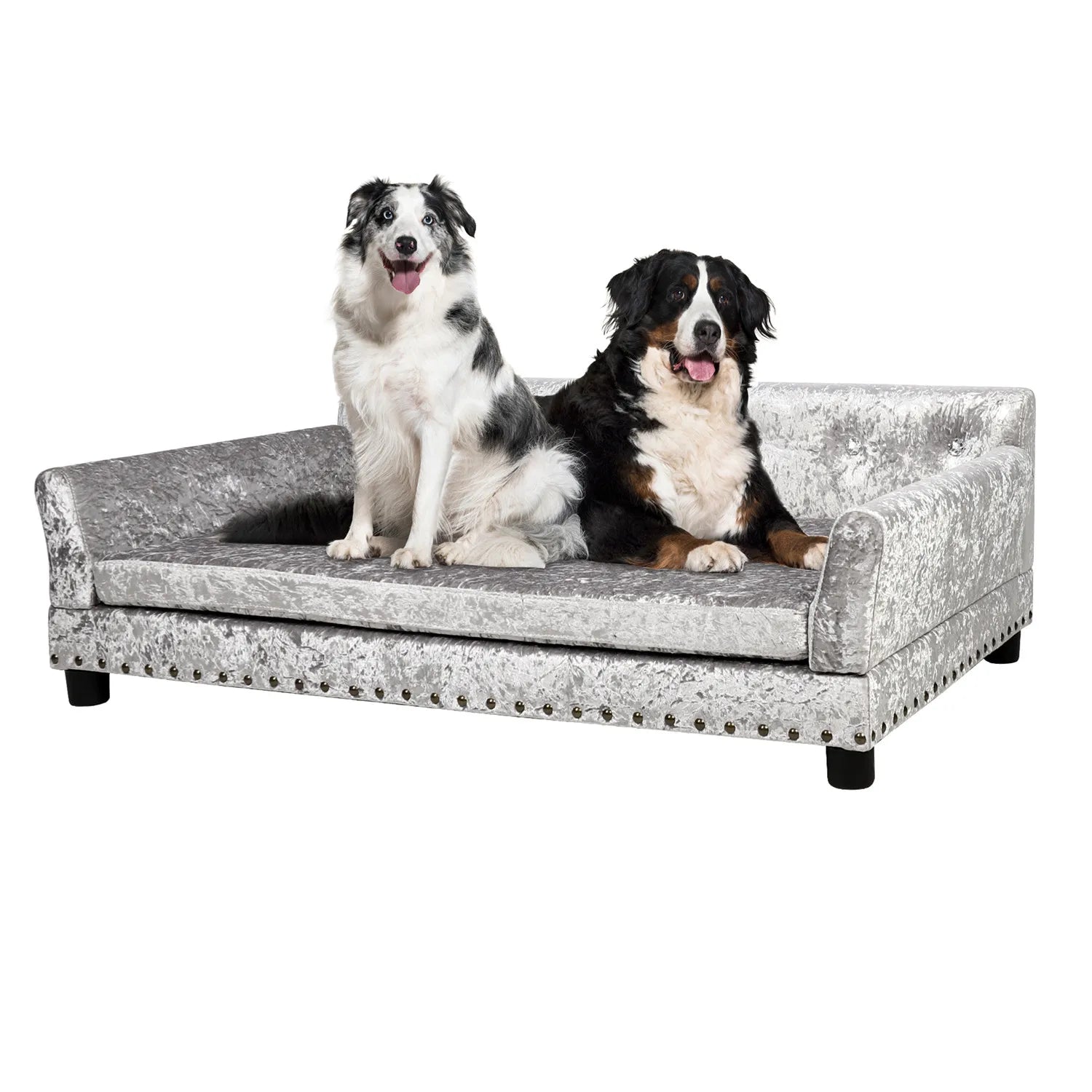 Large Dog Sofa Bed Deluxe Tufted Elevated Jumbo Dog Couch Bed Made Velvet - Pet Giant Snuggle Sofa Lounger Memory Foam