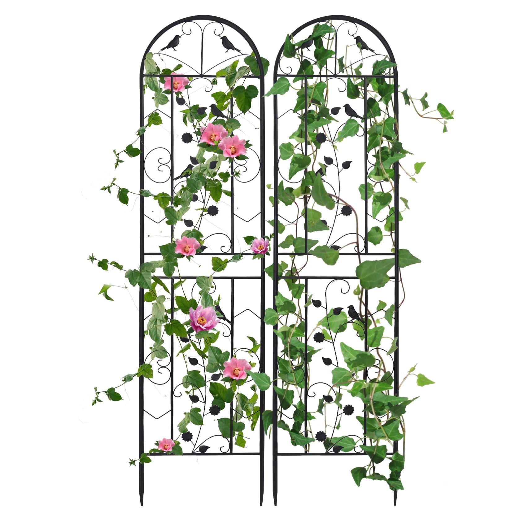 Large Metal Garden Trellises for Climbing Plants - 82.7 Inch Tall & 2 Pack - Metal Fence Trellis Gardening Vines Plant Support