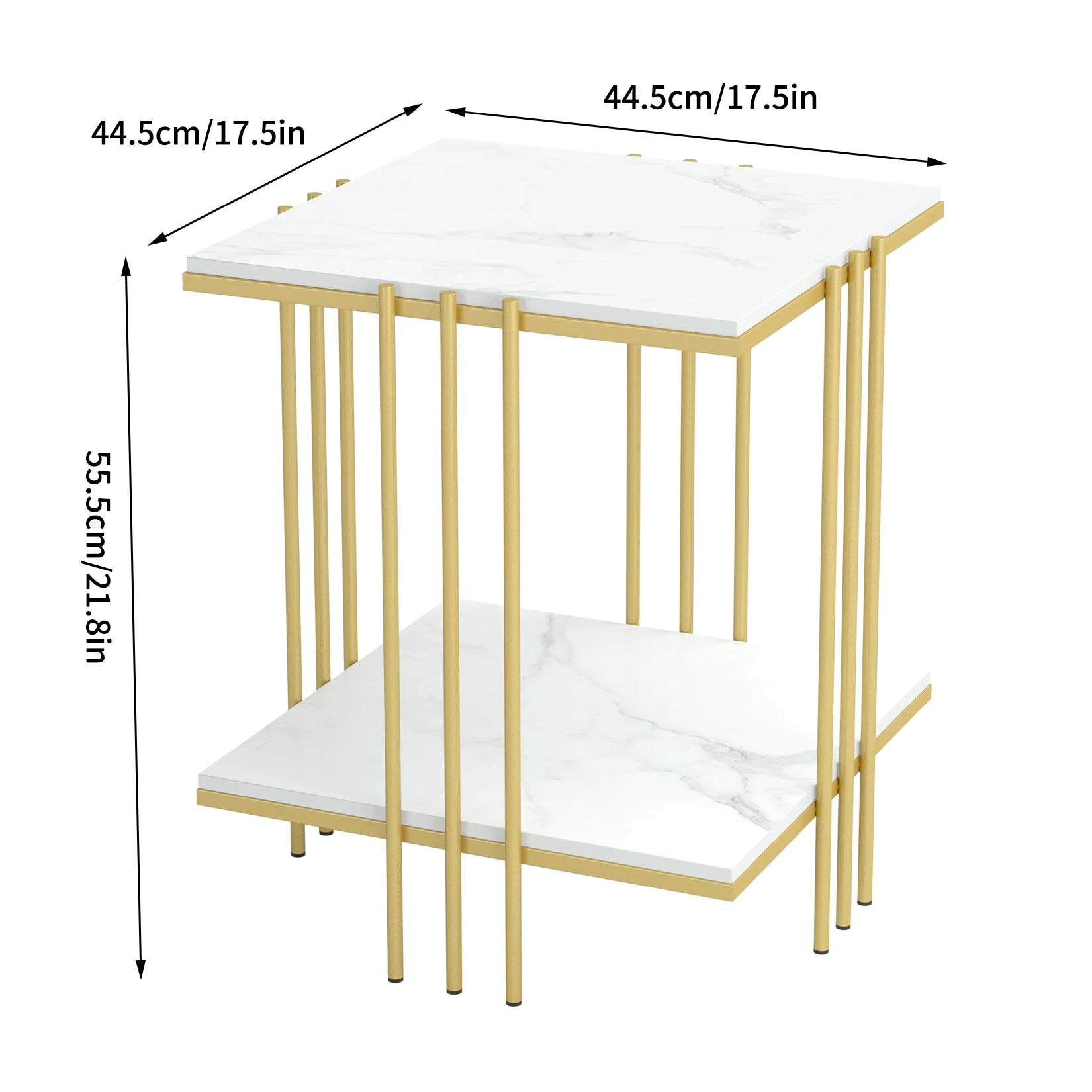 Tea Table End Table For Office Coffee Table Square Marble Top Gold Legs Magazine Shelf Small Desk Bedroom Living Room Furniture