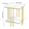 Tea Table End Table For Office Coffee Table Square Marble Top Gold Legs Magazine Shelf Small Desk Bedroom Living Room Furniture