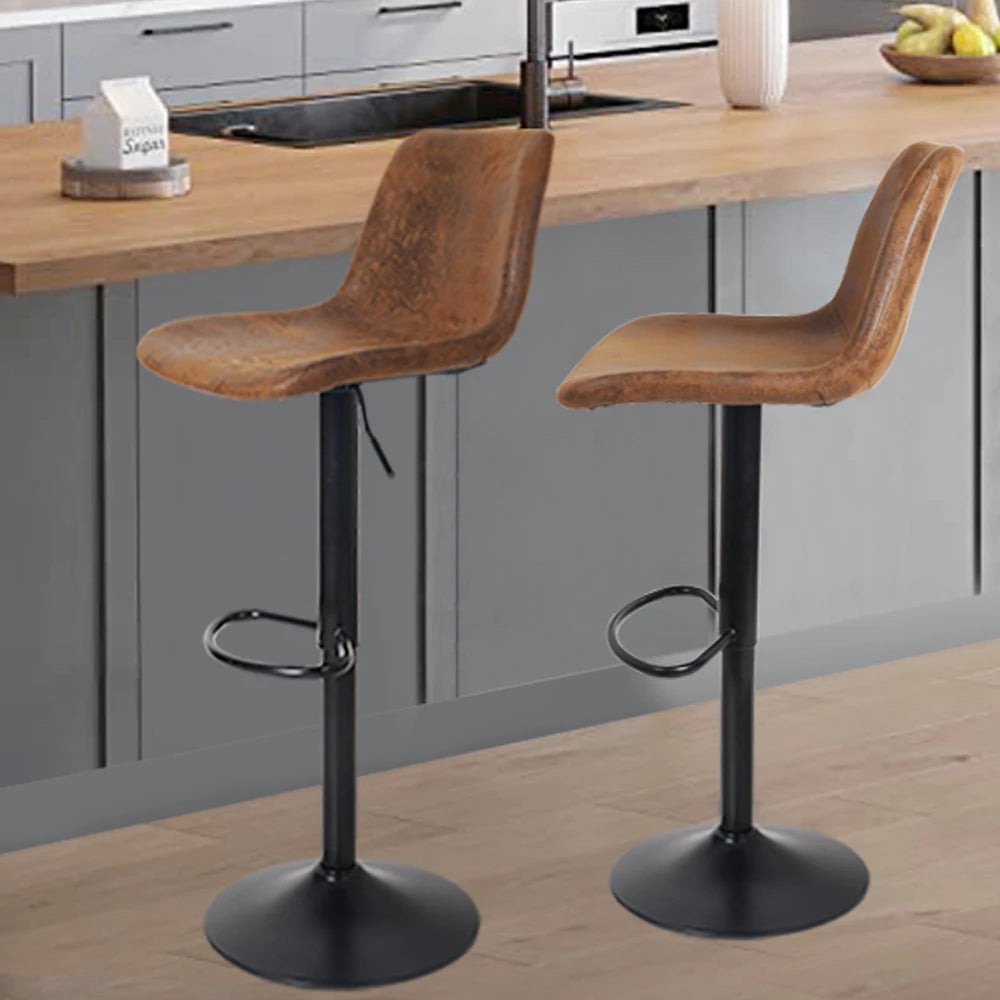 Set of 2 Bar Stools  Swivel Barstool Chairs with Back, Adjustable Height Bar Chairs, Modern Pub Kitchen Counter Height