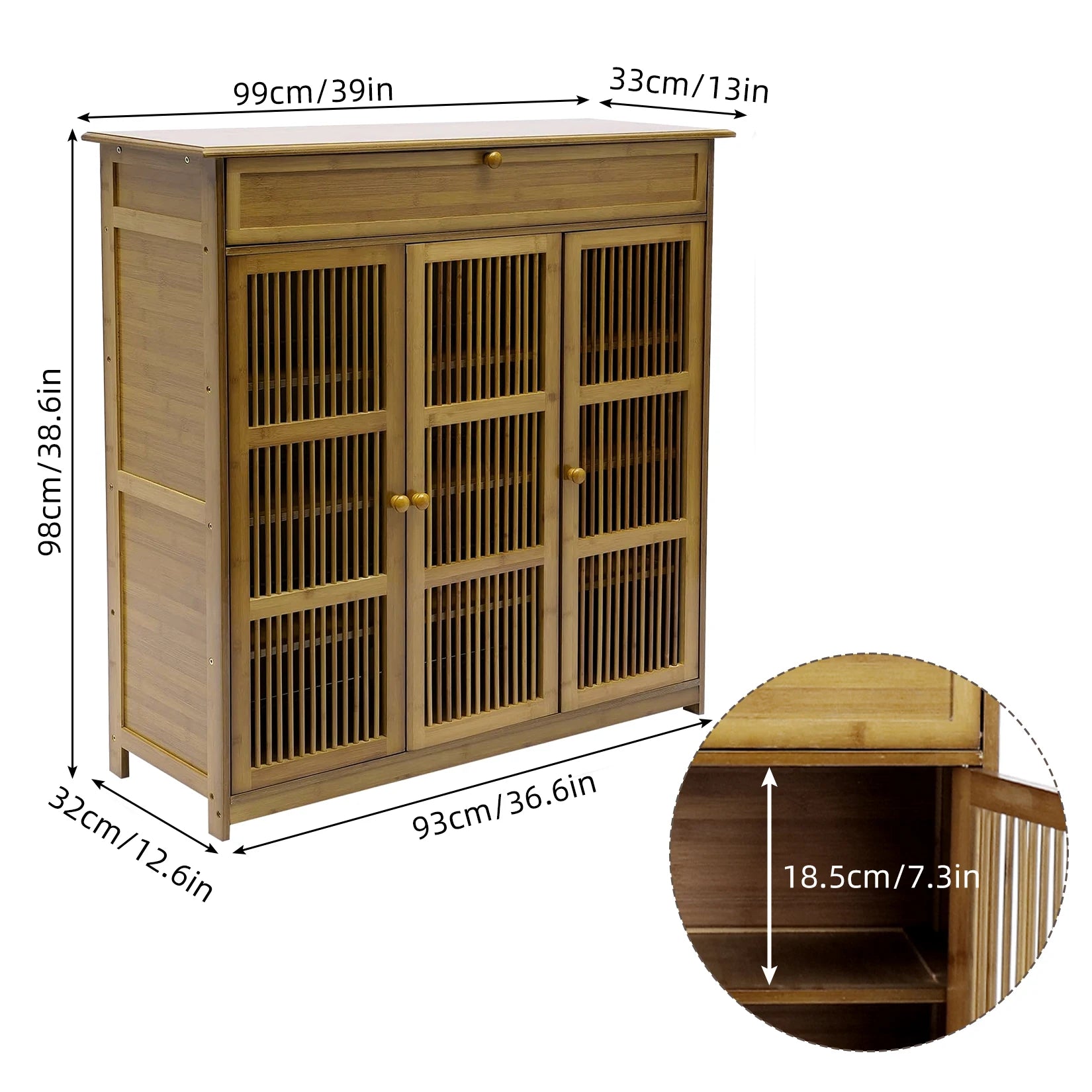 Shoe Cabinet with 3 Doors for Entryway, 4 Tier Shoe Storage Cabinet, Freestanding Shoe Rack Storage Organiz for Closet