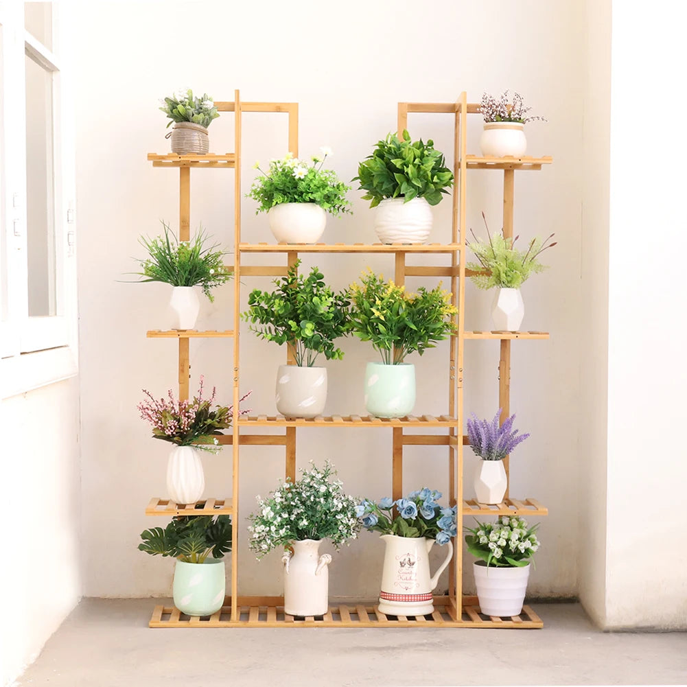 Extra Large Bamboo Plant Stand for Indoor Plants 9 Tier Organizer Living Room