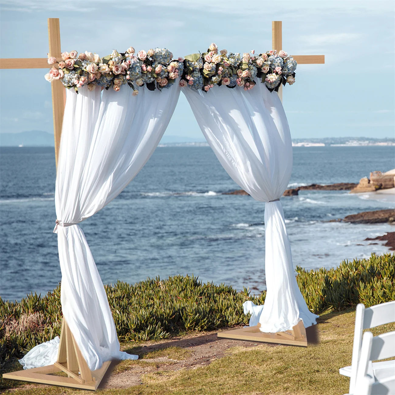 10x10 ft Wooden Garden Wedding Arch - Ceremony Backdrop & Flower Stand for Parties & Bridal Showers