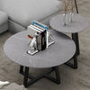 Round Modern Marble Nesting Coffee Set of 2, Stacking Living Room Accent Tables Furniture Sintered Stone Tabletop End Table