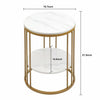 2-Tier Round White Marble Side Table - Coffee Table & Nightstand with Storage