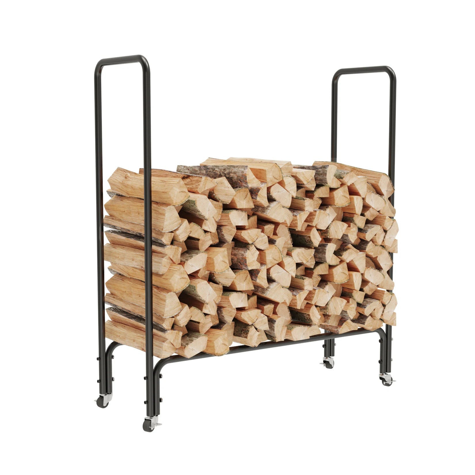 Firewood rack log holder with wheels, 4FT Outdoor Indoor Firewood Rack Upgraded Heavy Duty Fire Wood Racks for Patio, Deck