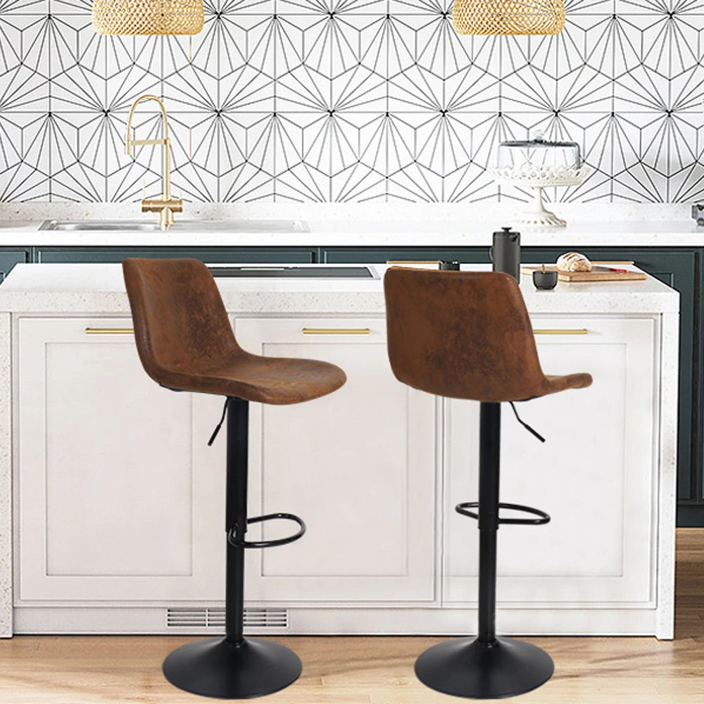 Set of 2 Bar Stools  Swivel Barstool Chairs with Back, Adjustable Height Bar Chairs, Modern Pub Kitchen Counter Height