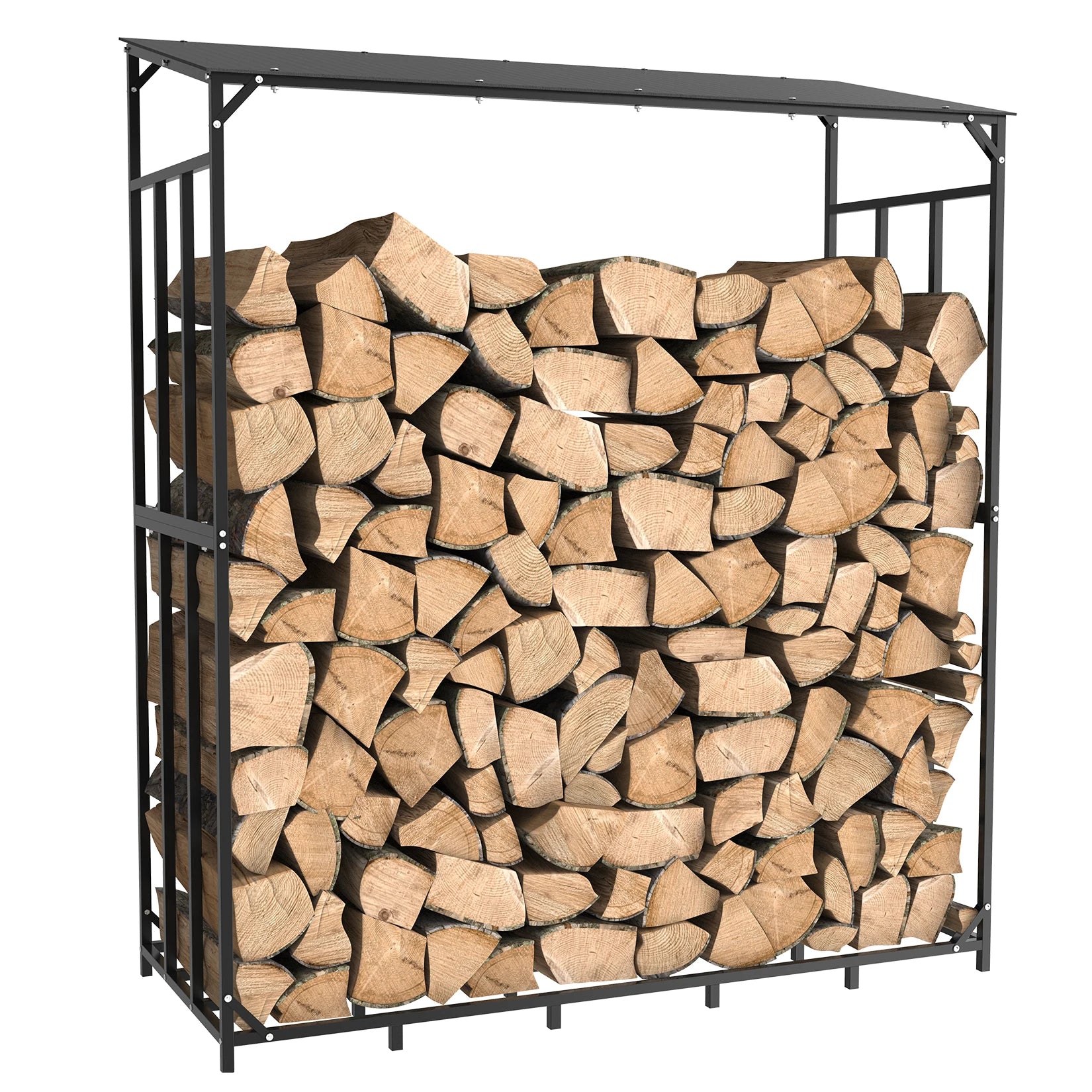 Extra Large Tall Outdoor Firewood Rack with Cover Heavy Duty Square Strong Stand Rack with Waterproof Cover for Fireplace Garden