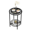 2-Tier Round Glass Coffee Table - Modern Sofa Side Table with Metal Frame for Living Room