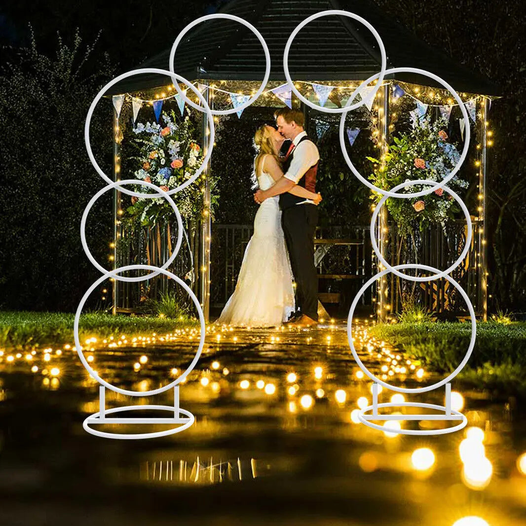 Wedding Flower Display Frame Round Arch White Metal Circle Backdrop Stand Party Wedding Ceremony