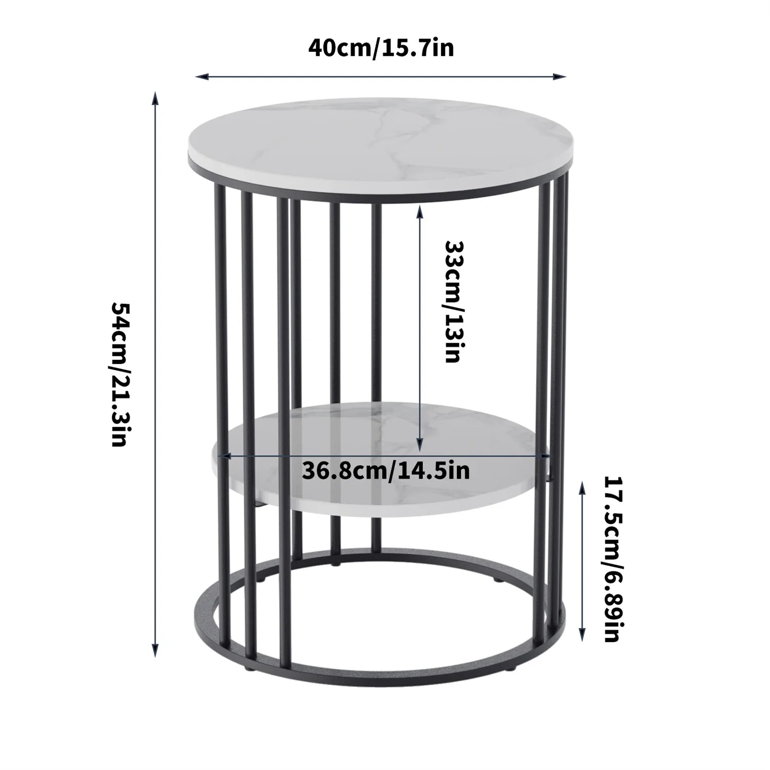 Tall Frame End Table Sintered Stone Tabletop Nightstand Storage Coffee Accent