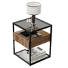 Tempered Glass Side Table, Nightstand, with Drawer and Shelf, Decoration in Living Room, Stable Steel Frame