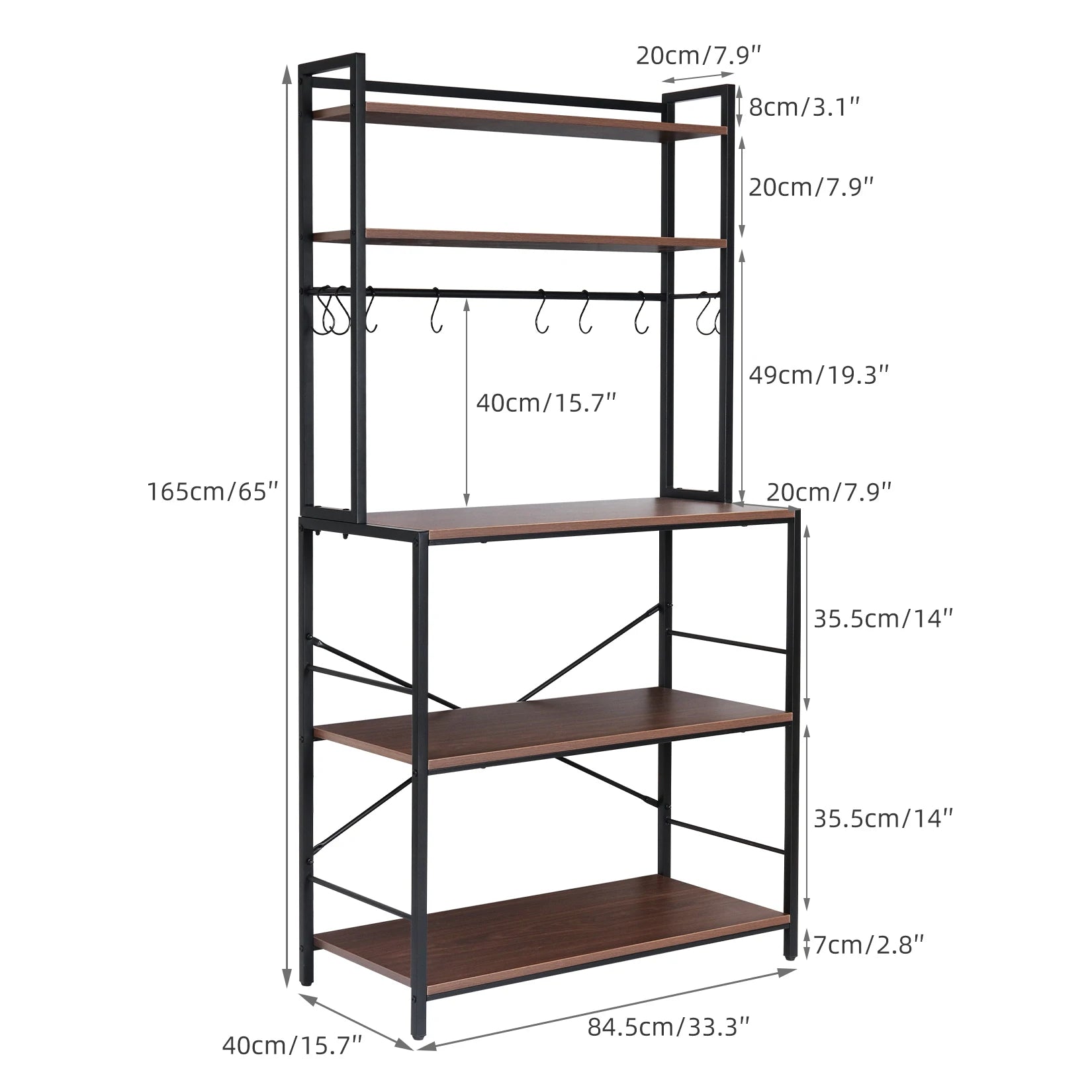 Kitchen Bakers Rack Industrial 5-Tier Microwave Oven Stand Freestanding Kitchen Utility Storage Shelf Workstation Organizer