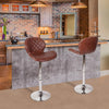 Bar Stools White Bar Chairs Breakfast Dining Stools for Kitchen Island Counter Bar Stools Set of 2 pcs Leatherette Exterior