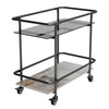 Rolling Bar Cart 2-Tier Luxury Modern Serving Cart on Lockable Wheels, Mobile Home Coffee Station Metal Frame Tempered Glass