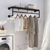 Industrial Pipe Clothing Rack Wall Mounted Wood Shelf Pipe Shelving Floating Shelves Retail Garment Rack Display Racks