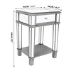 Heavy Duty Mirrored Nightstands Modern Bedside Table 1 Drawer Glass Side End Table Silver Dresser for Bedroom