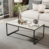 Sintered Stone Coffee Table: Grey Sofa Center Table with Black Metal Frame - Rectangular Furniture Decor Table for Living Room