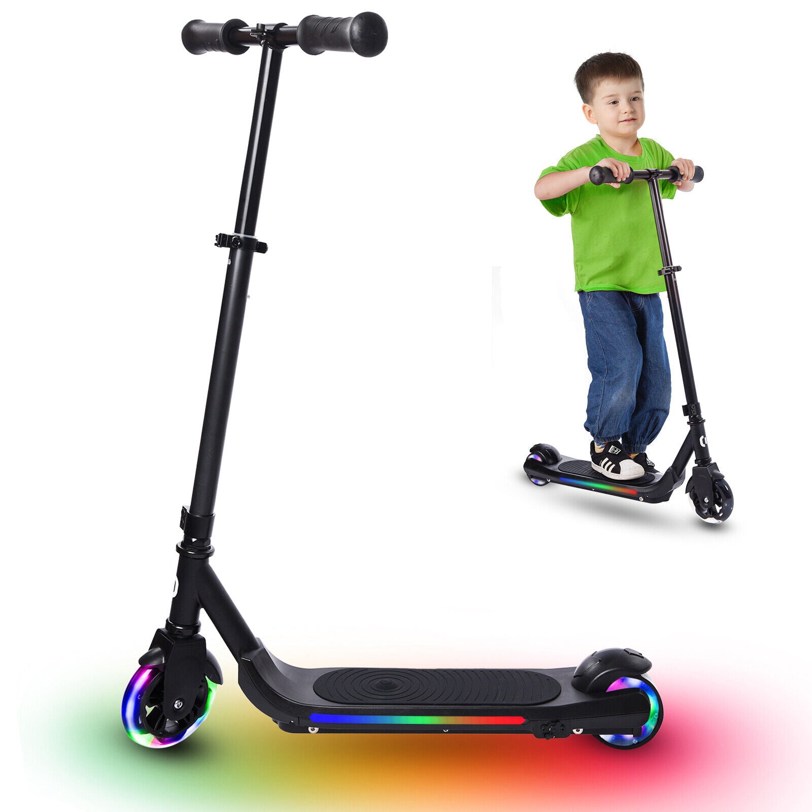 Trottinettes électriques pour enfants 8 km/h, 60 W, réglable, LED, trottinettes électriques pour enfants