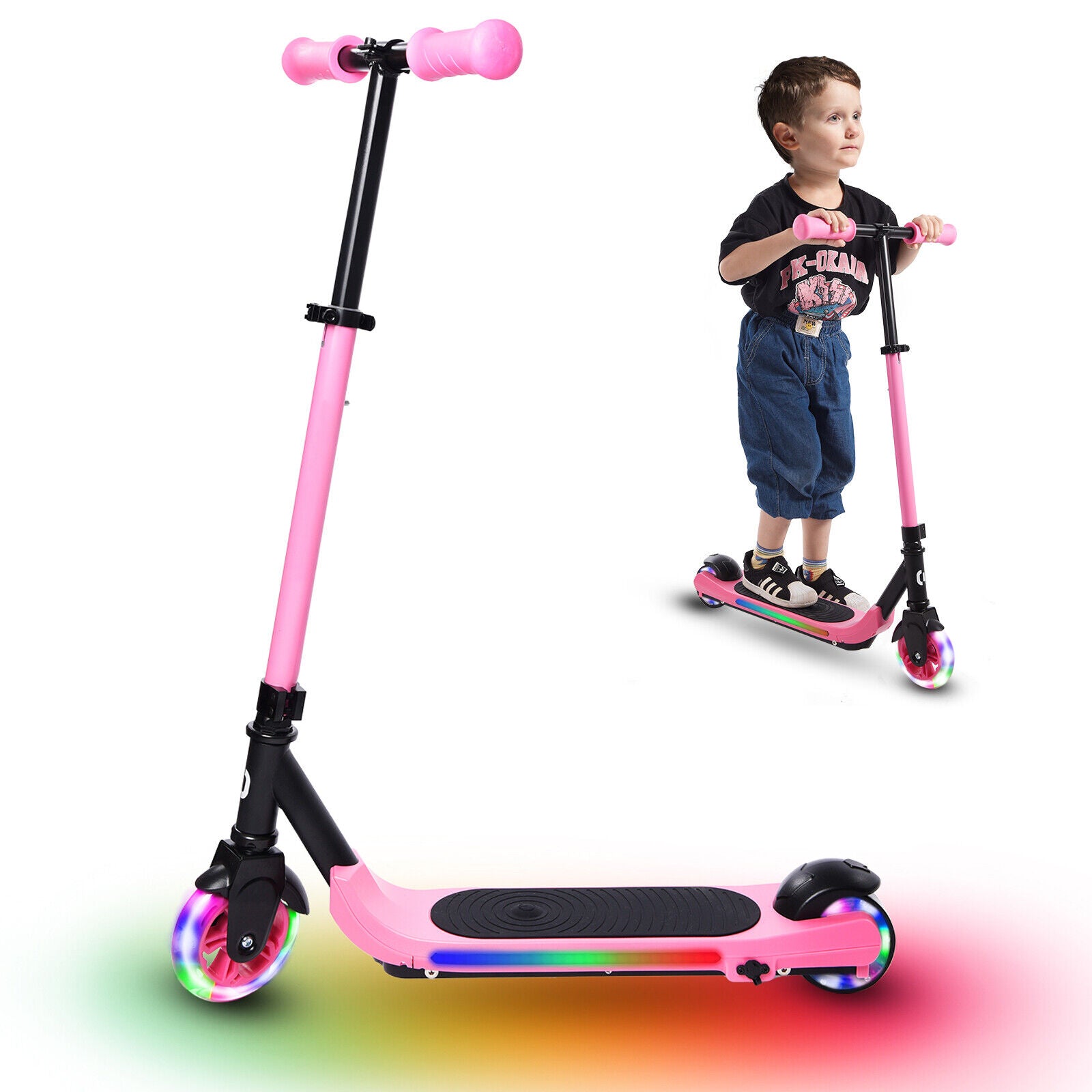 Trottinettes électriques pour enfants 8 km/h, 60 W, réglable, LED, trottinettes électriques pour enfants