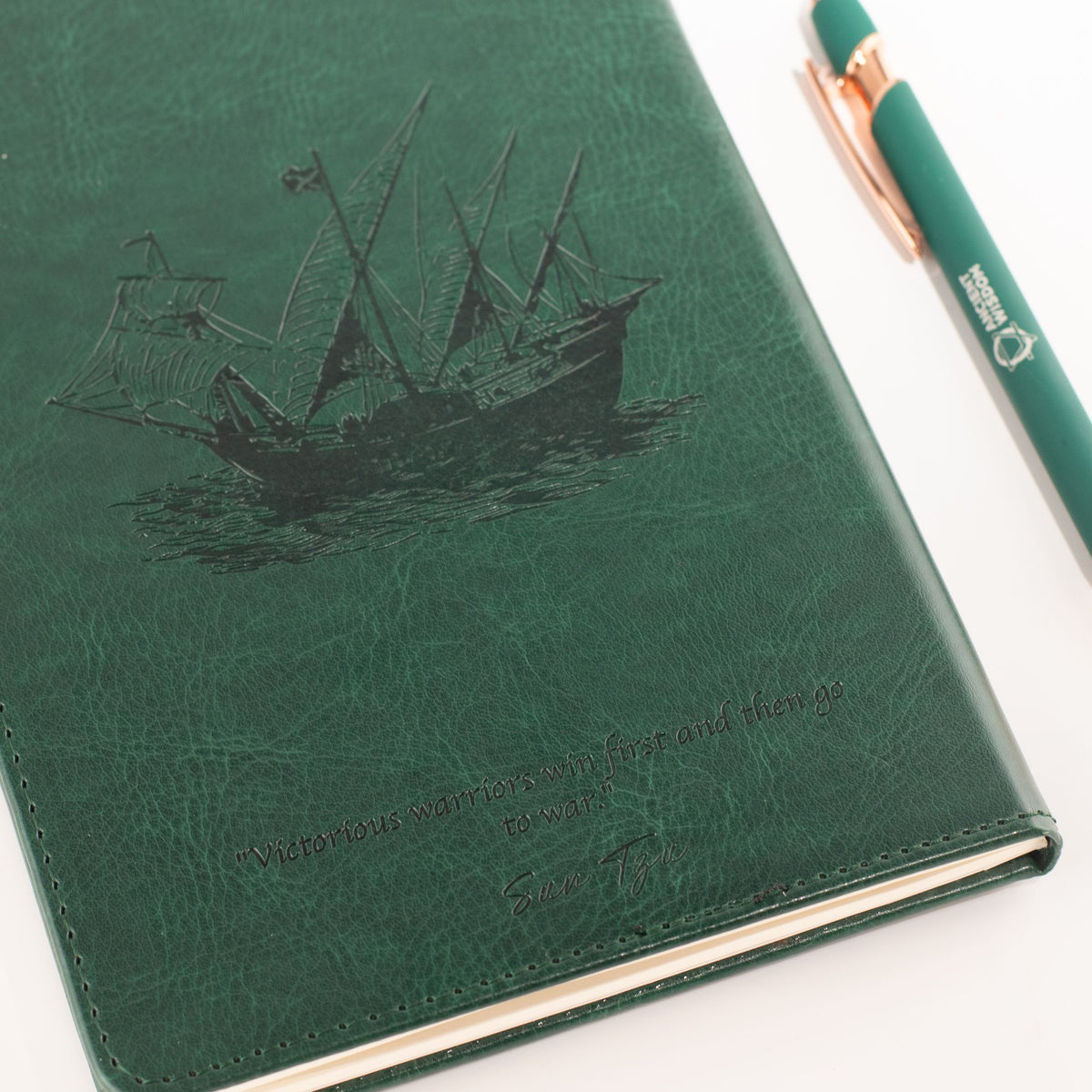 A5 Intention Note Book - LCD Wipe Screen - Green Leather Effect - 160 Pages