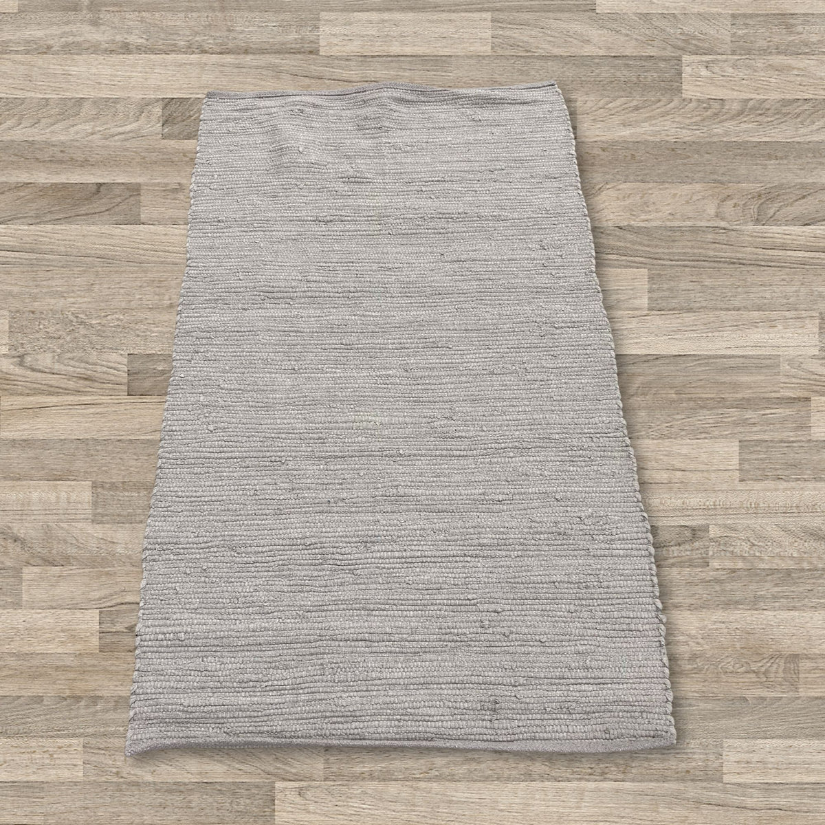 Small Indian Handloom Cotton Rug - Grey