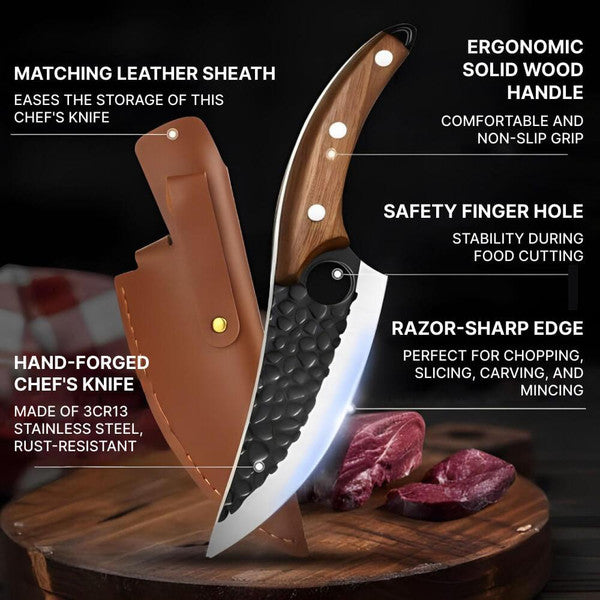 Authentic Japanese Handmade Knife – Leather Sheath & Gift Box Included