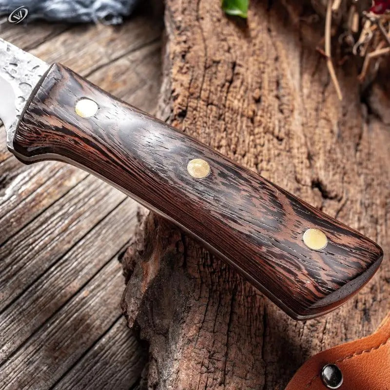 Handmade Forged Chef's Knife – High Carbon Steel with Leather Sheath & Wenge Wood Handle for Kitchen & BBQ