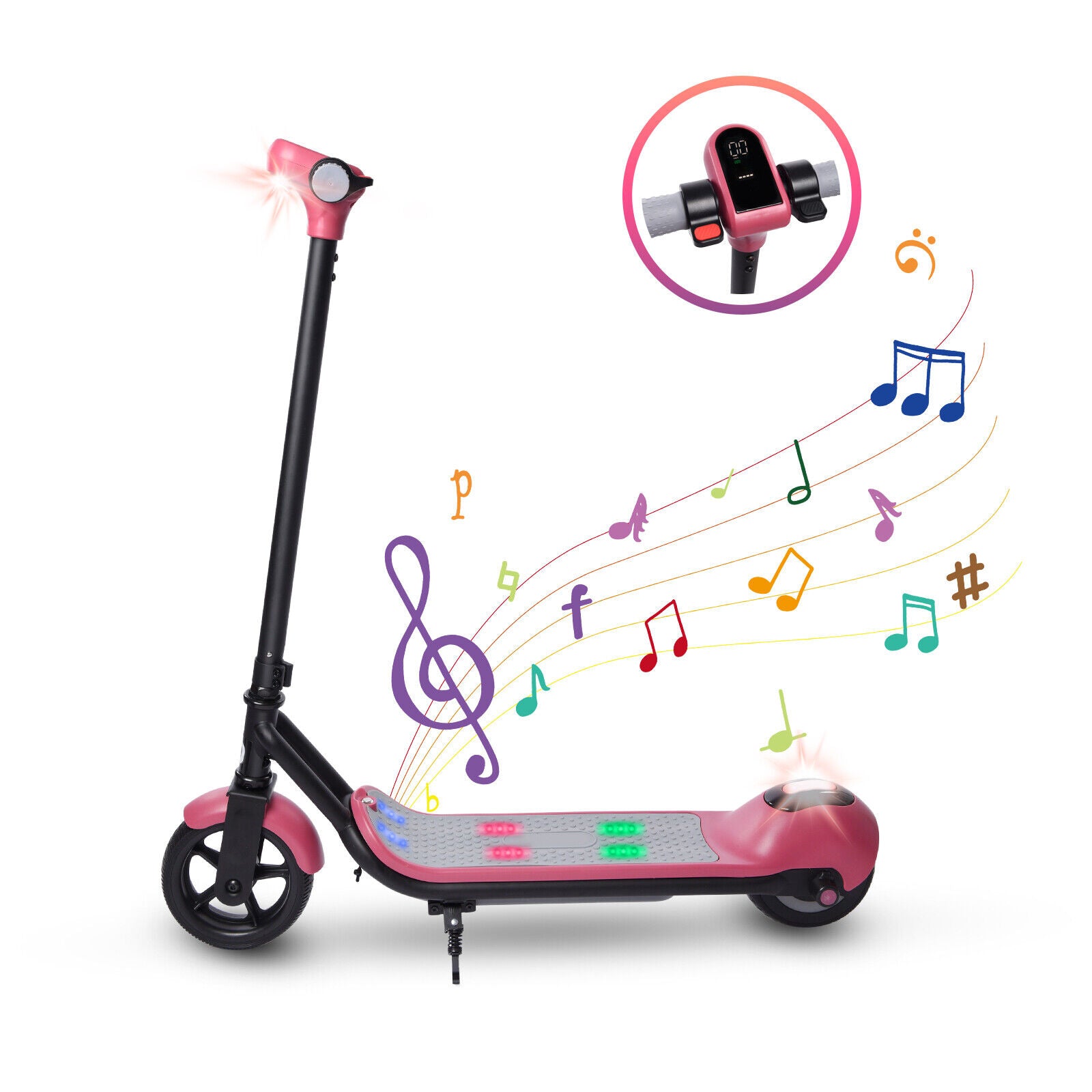 Electric Scooters For Kids Bluetooth LED Display 14km/h Pedal Lights E-Scooter