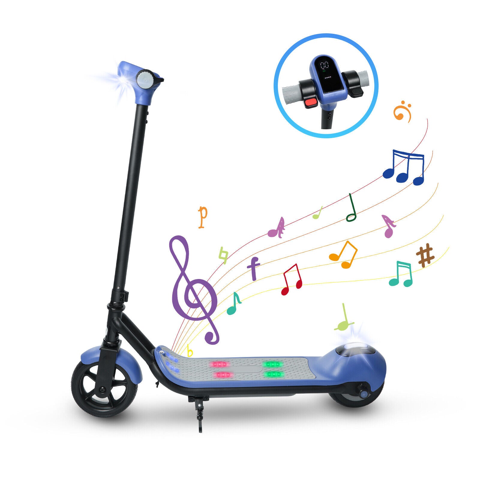 Electric Scooters For Kids Bluetooth LED Display 14km/h Pedal Lights E-Scooter