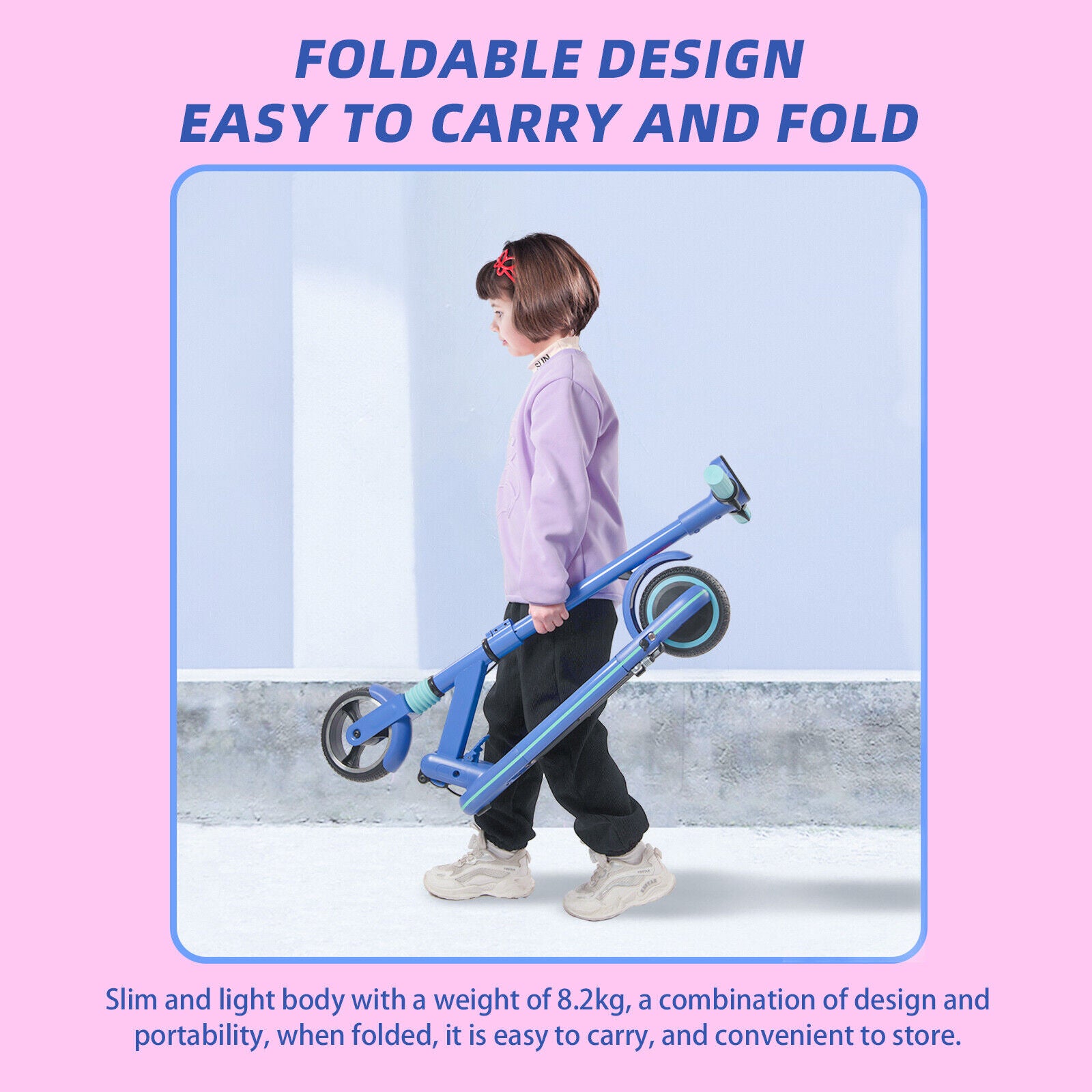 Scooter électrique pour enfants et adolescents, scooter électrique pliable, 8 km, 130 W, affichage LED, 14 km/h, 2 freins