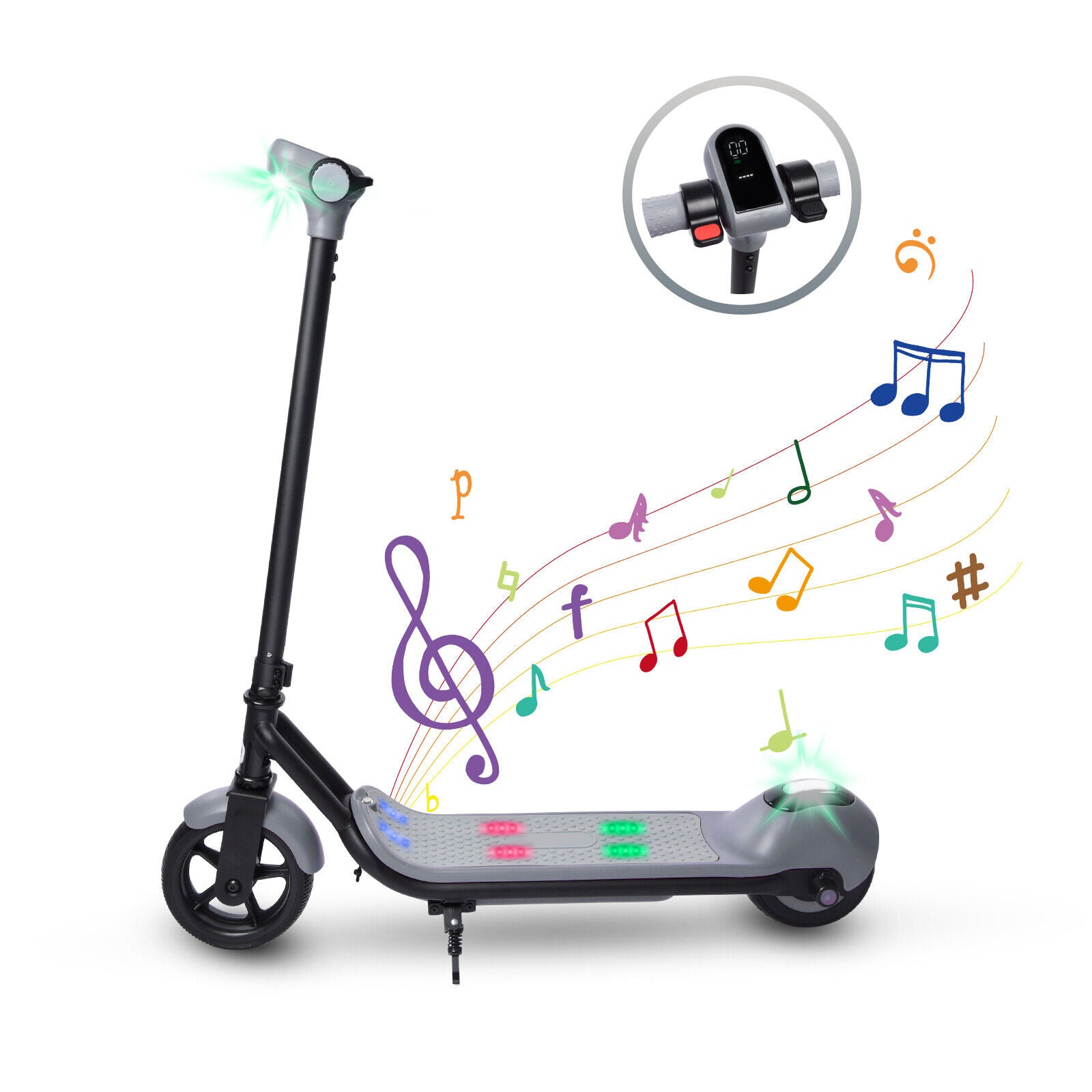 Scooters électriques pour enfants, affichage LED Bluetooth, 14 km/h, lumières à pédales, e-scooter