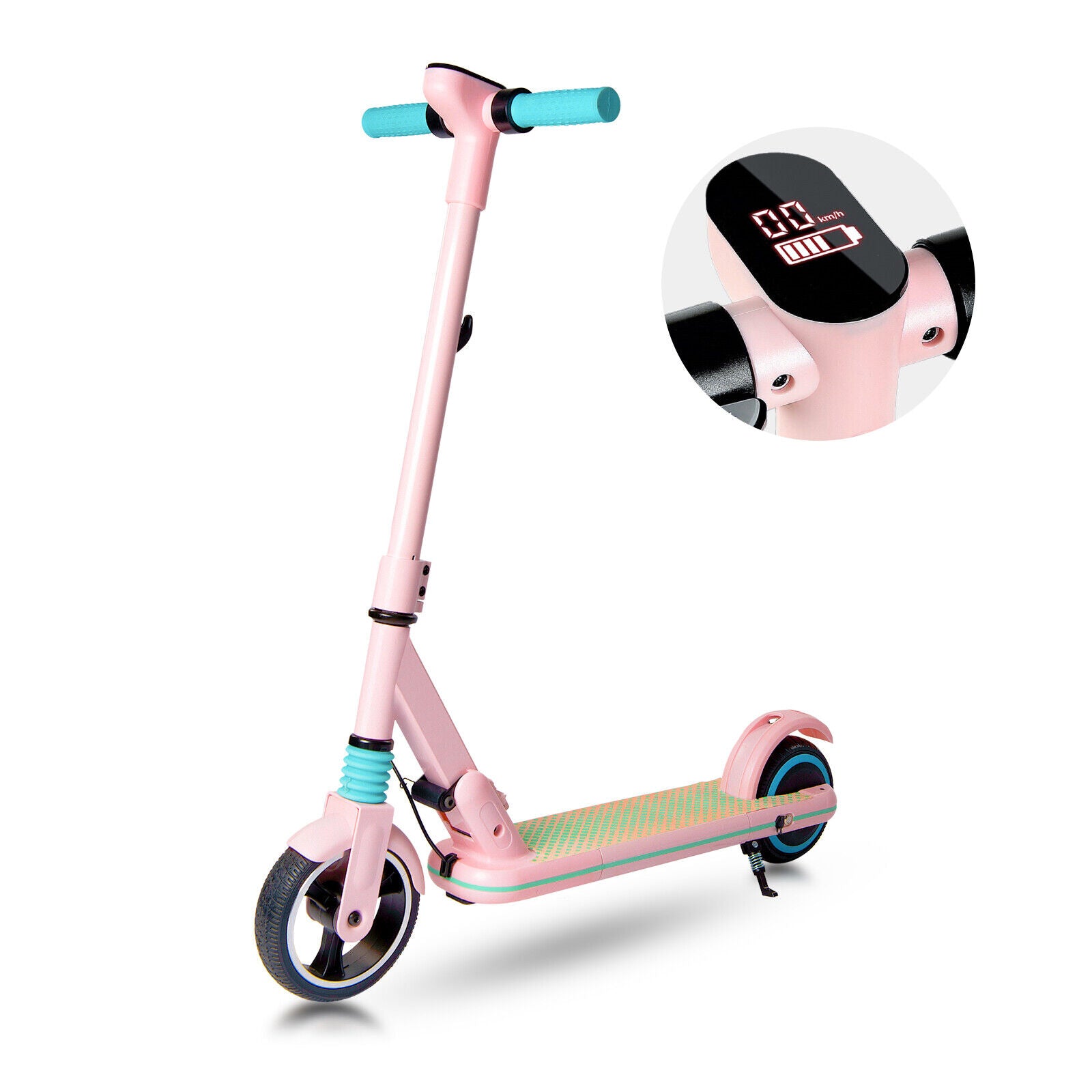 Electric Scooter for Kids and Teens, Folding E Scooter, 8KM,130W, LED Display,14km/h,2 Brakes