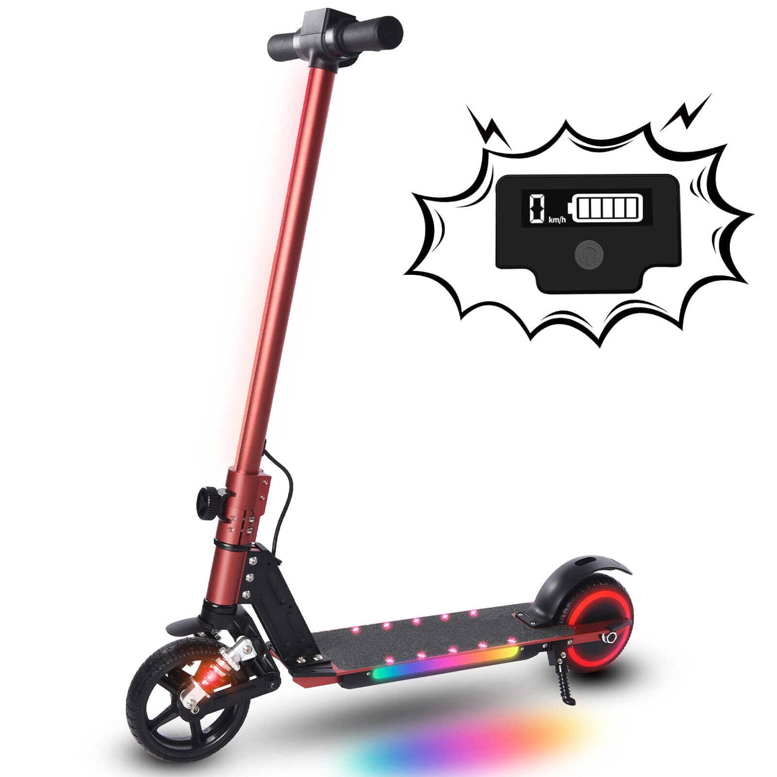 Scooters électriques pour enfants et adolescents, scooter électrique pliable avec absorption des chocs, 14 km/h