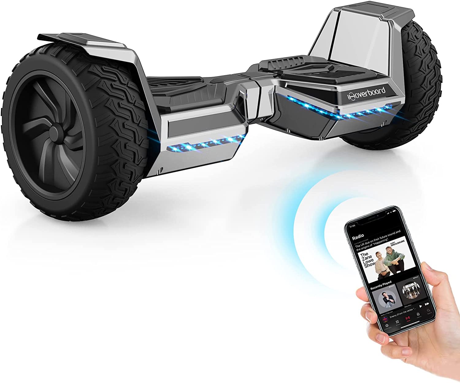 Hoverboard tout terrain tout terrain 8,5" avec haut-parleur musical Bluetooth, lumières LED, cadeau d'anniversaire de Noël pour enfants, adultes et adolescents