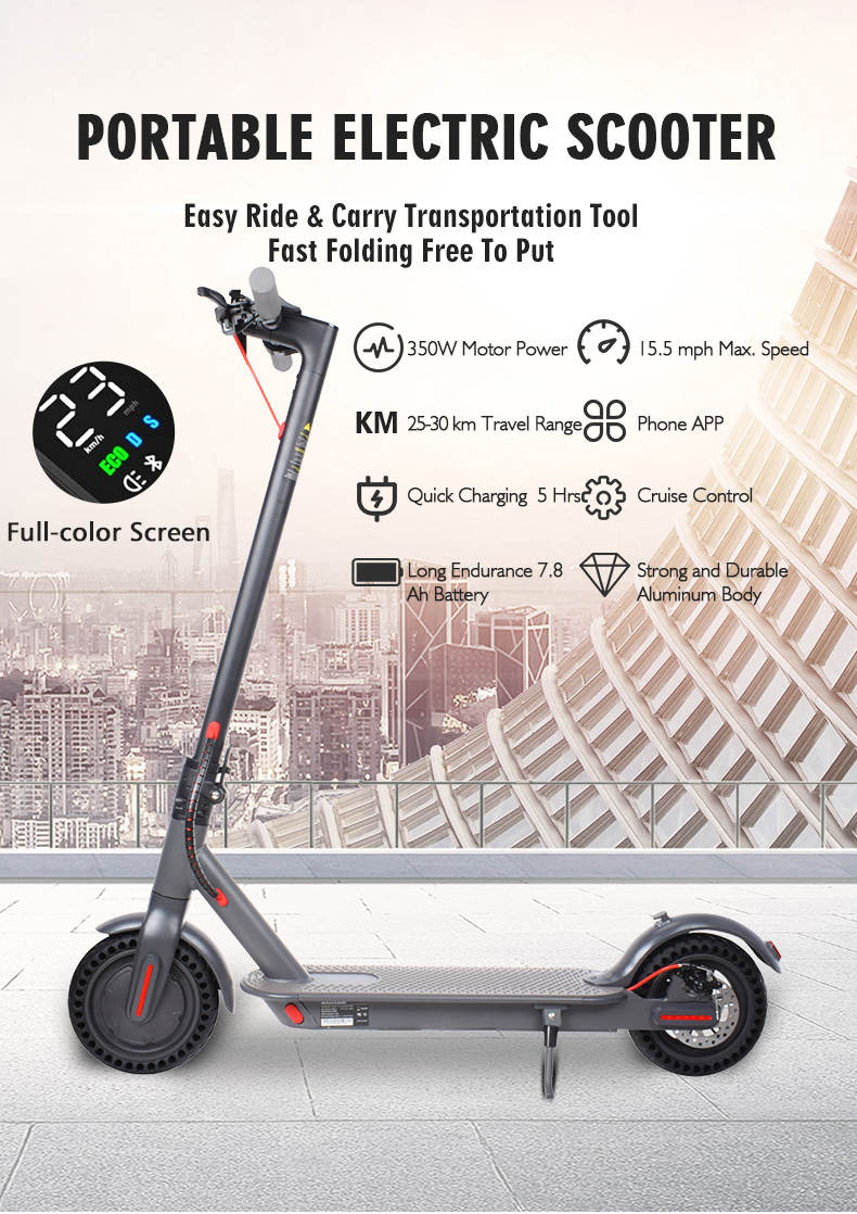 Scooter portable pliable adulte 8,5 pouces 350W avec écran LCD et contrôle App