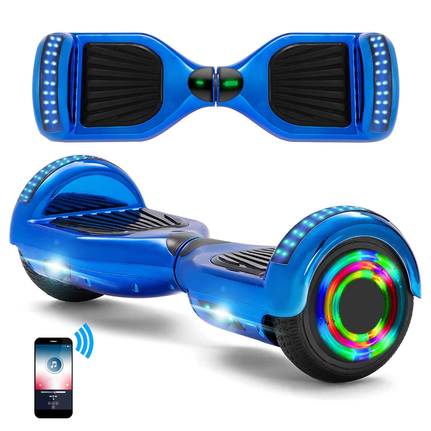 Hoverboard 6.5 Inch, Smart Self Balancing Scooter with Bluetooth & LED Lights Best Gifts For Kids Teenager and Adults