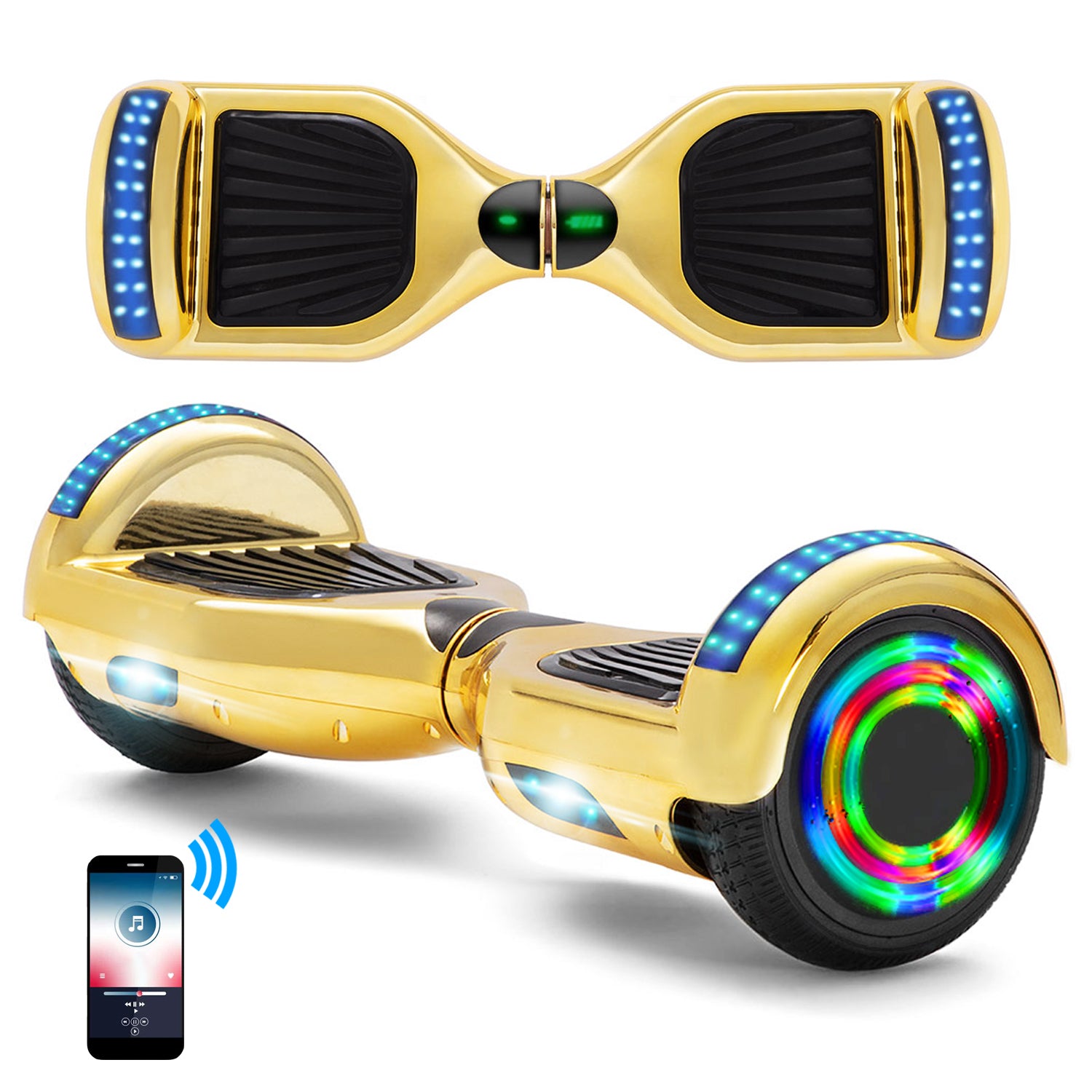 Hoverboard 6,5 pouces, scooter intelligent à auto-équilibrage avec Bluetooth et lumières LED, meilleurs cadeaux pour enfants, adolescents et adultes