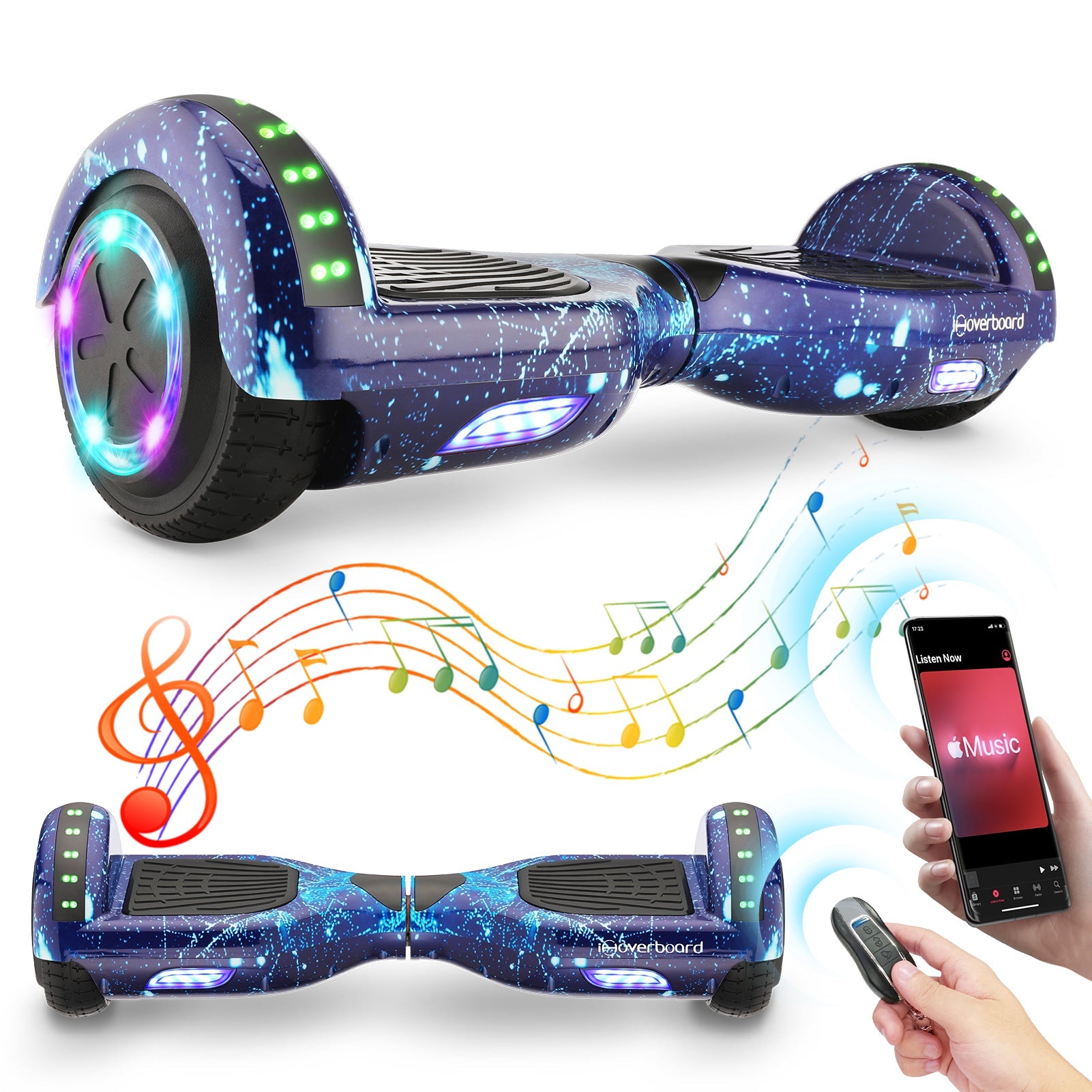 Hoverboard 6,5 pouces Scooter auto-équilibré avec Bluetooth et lumières LED Meilleurs cadeaux pour enfants et adolescents