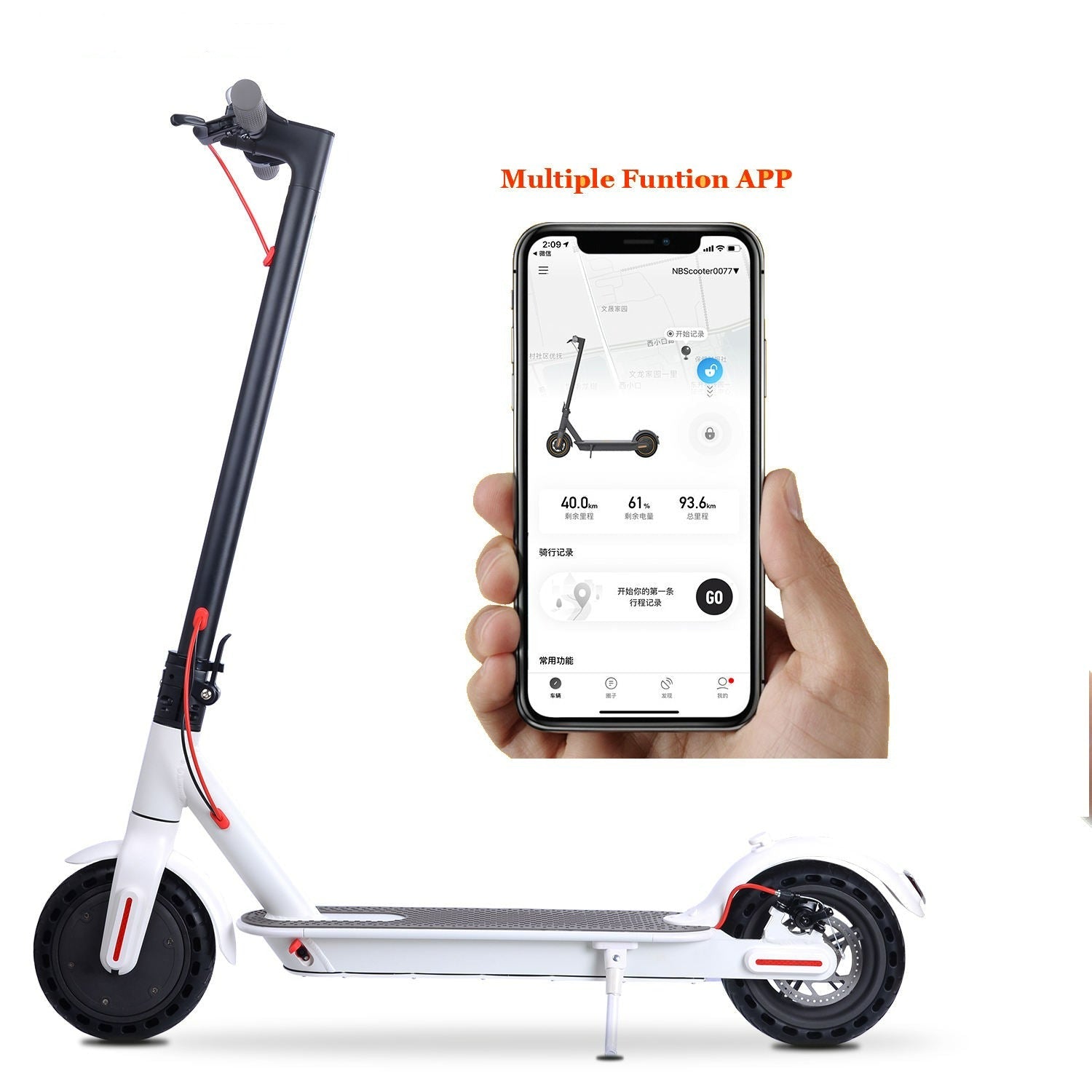 Scooter portable pliable adulte 8,5 pouces 350W avec écran LCD et contrôle App