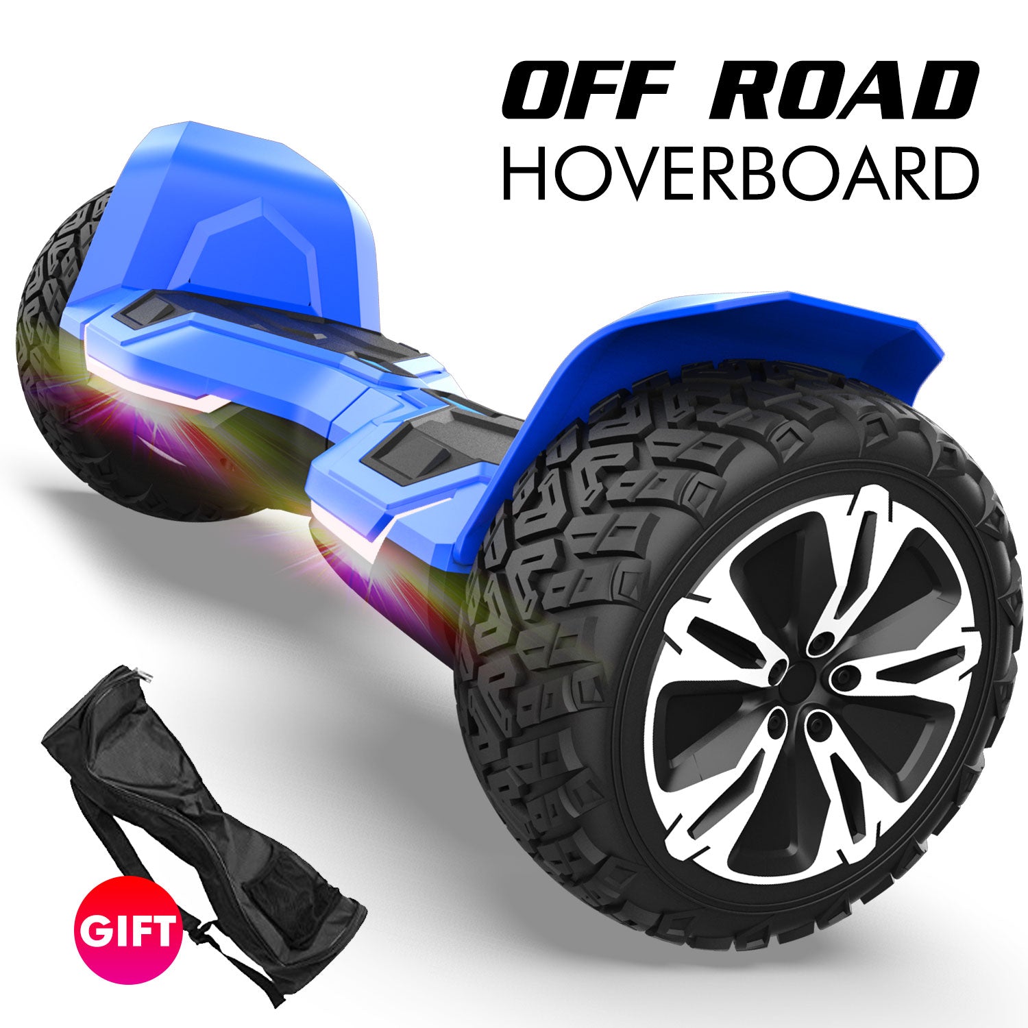 Hoverboard tout terrain 8,5 pouces tout terrain 700 W avec haut-parleurs Bluetooth et lumières LED, scooter auto-équilibré