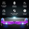 Hoverboard violet 6,5 pouces, scooter intelligent à auto-équilibrage avec Bluetooth et lumières LED