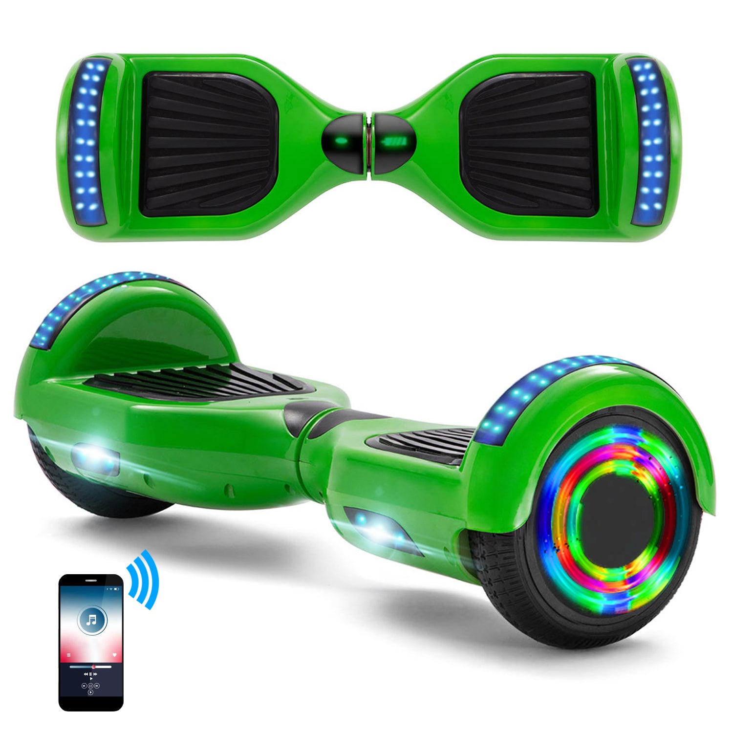 Hoverboard 6,5 pouces, scooter intelligent à auto-équilibrage avec Bluetooth et lumières LED, meilleurs cadeaux pour enfants, adolescents et adultes