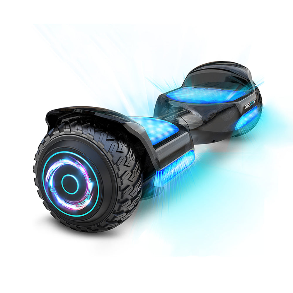 Hoverboard tout terrain tout terrain 6,5" avec haut-parleur musical Bluetooth, lumières LED et contrôle intelligent par application, cadeau d'anniversaire de Noël pour enfants, adultes et adolescents