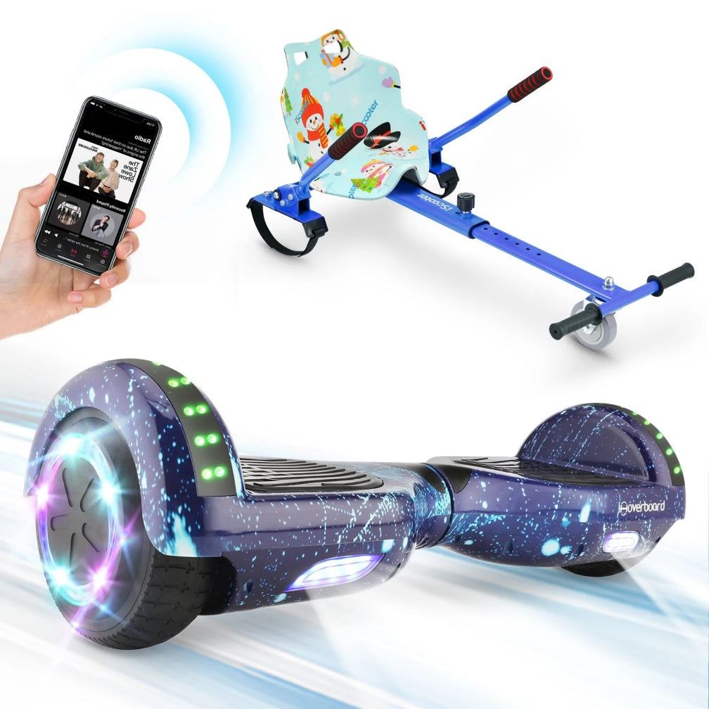 Hoverboard 6,5 pouces, scooter auto-équilibré 700 W avec Hoverkarts Segway, Go Kart