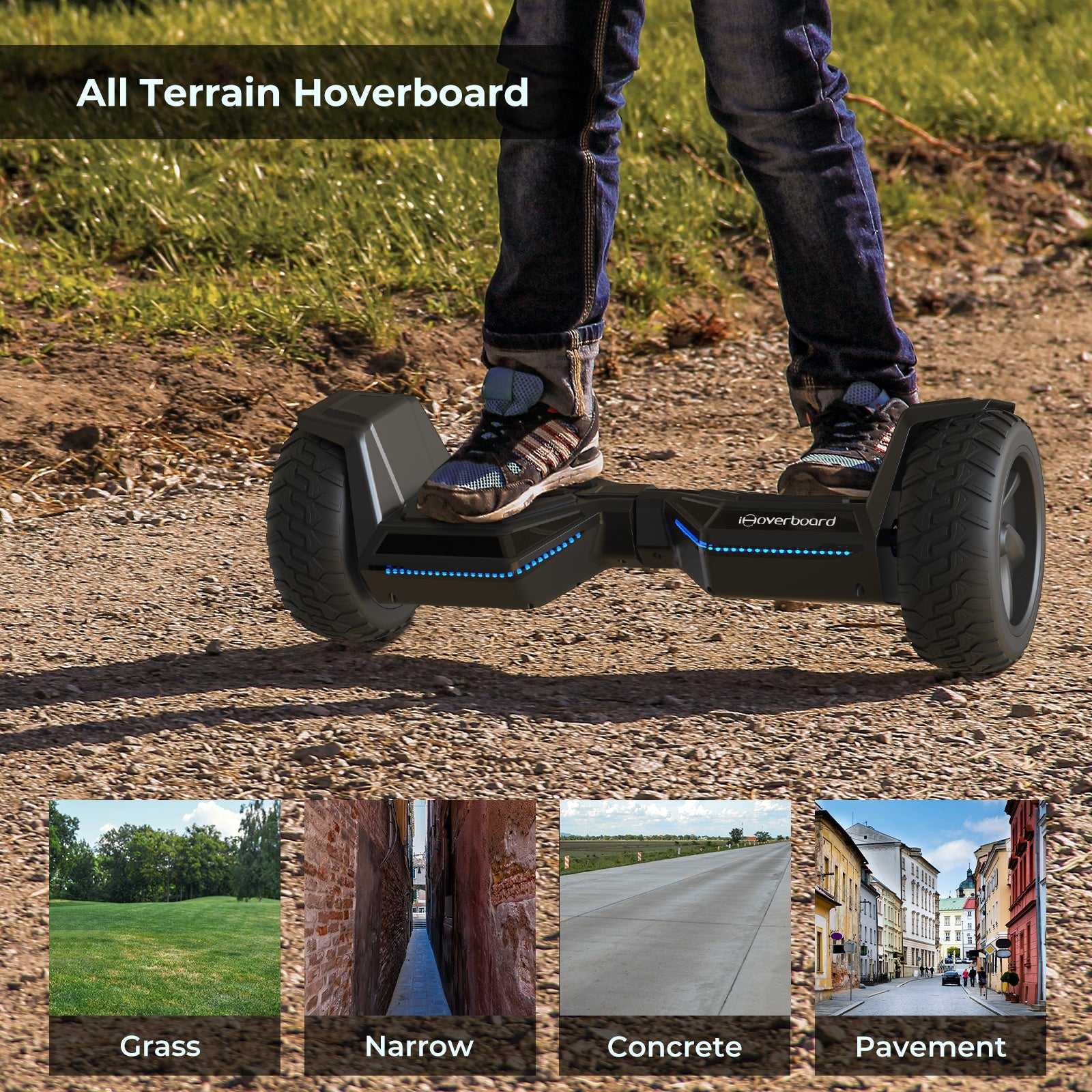 All Terrain Offroad Hoverboard 8.5" with Bluetooth Music Speaker, LED Lights, Christmas Birthday Gift For Kids, Adults & Teenager