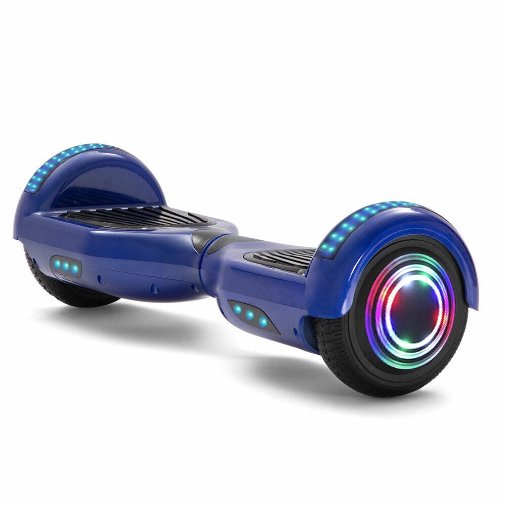 Hoverboard bleu 6,5 pouces, scooter intelligent à auto-équilibrage avec Bluetooth et lumières LED