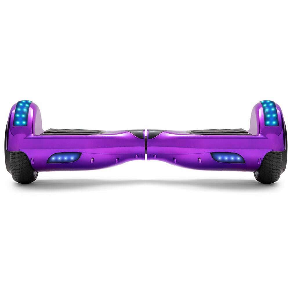 Hoverboard violet 6,5 pouces, scooter intelligent à auto-équilibrage avec Bluetooth et lumières LED