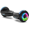 Hoverboard noir 6,5 pouces, scooter intelligent à auto-équilibrage avec Bluetooth et lumières LED